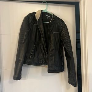 Chaps large pleather jacket, fleece lined at collar